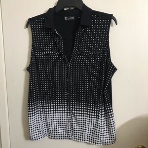 NY&C Black and White Gradient Dot Sleeveless Top